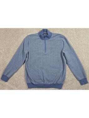 Vineyard Vines Shep & Ian Merino Wool Blend Sweater Quarter Zip Blue Men's Sz L